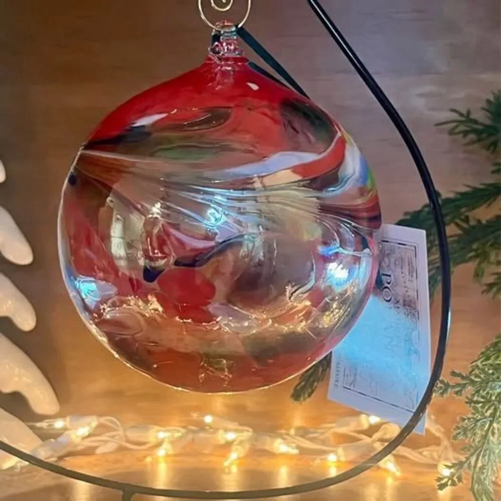 Hand blown Glass Ornament Witch gazing ball 5” oversized large NEW with tags